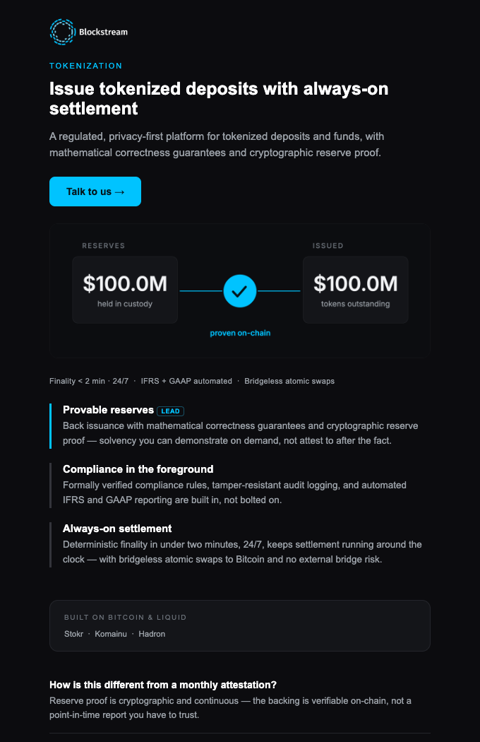 E3 · Tokenized Deposits