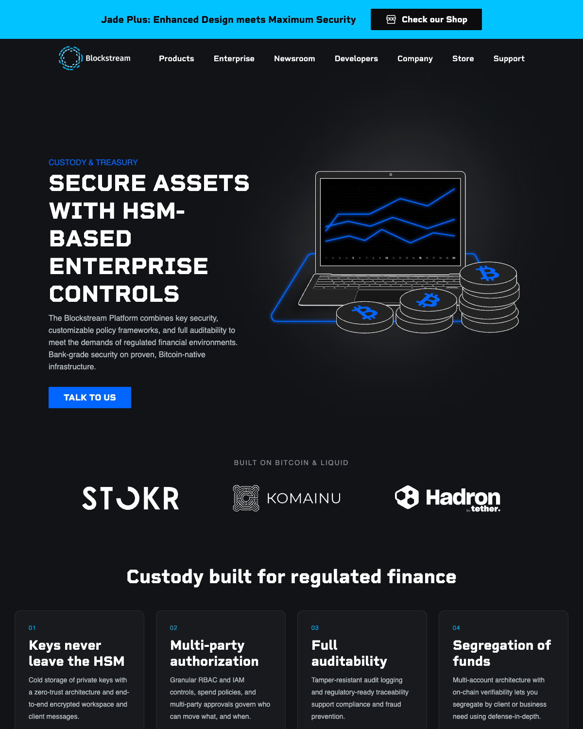 Institutional Custody landing page