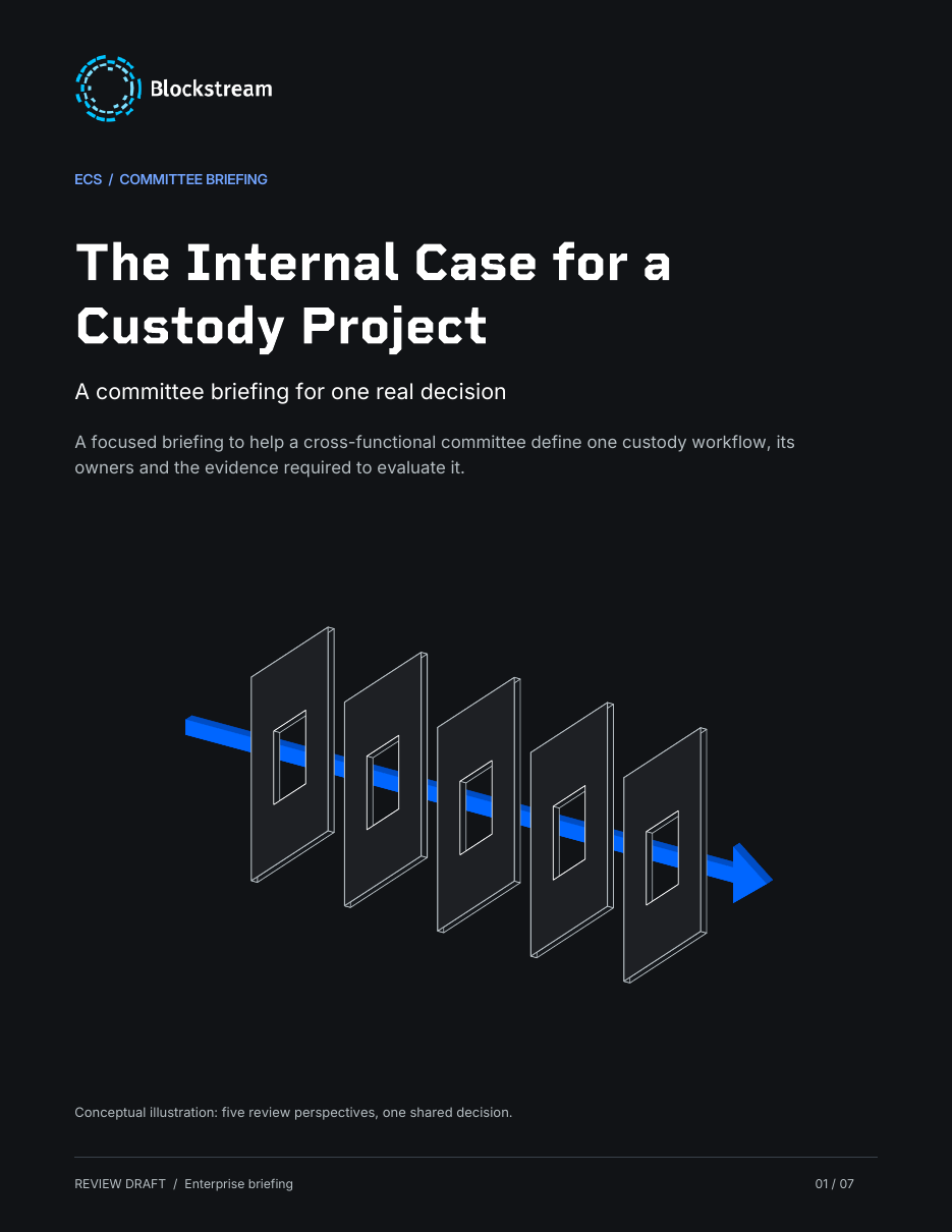 ECS Enterprise briefing, page 1: The Internal Case for a Custody Project