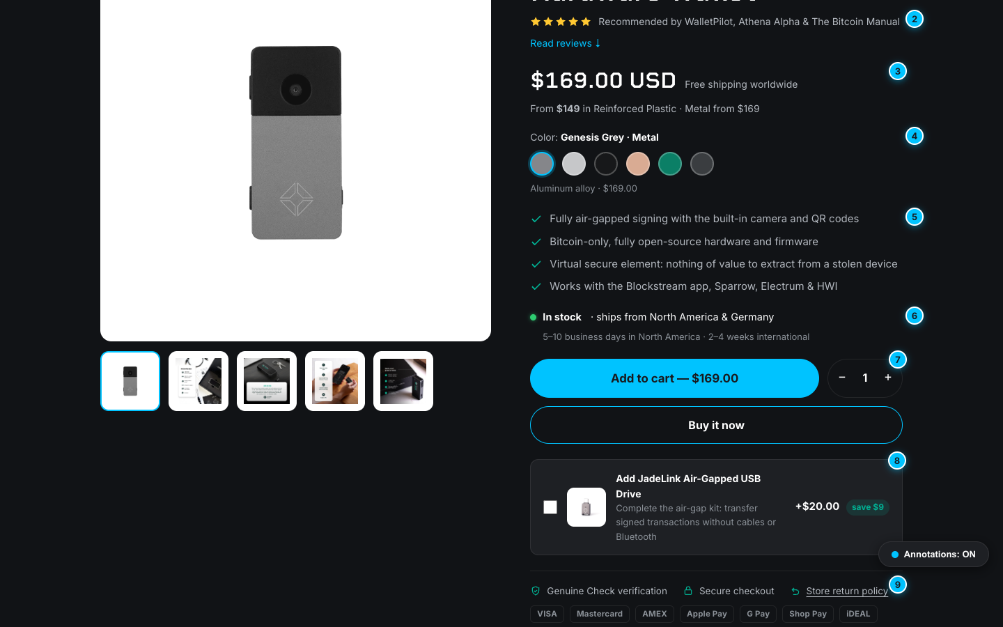 Annotated mockup