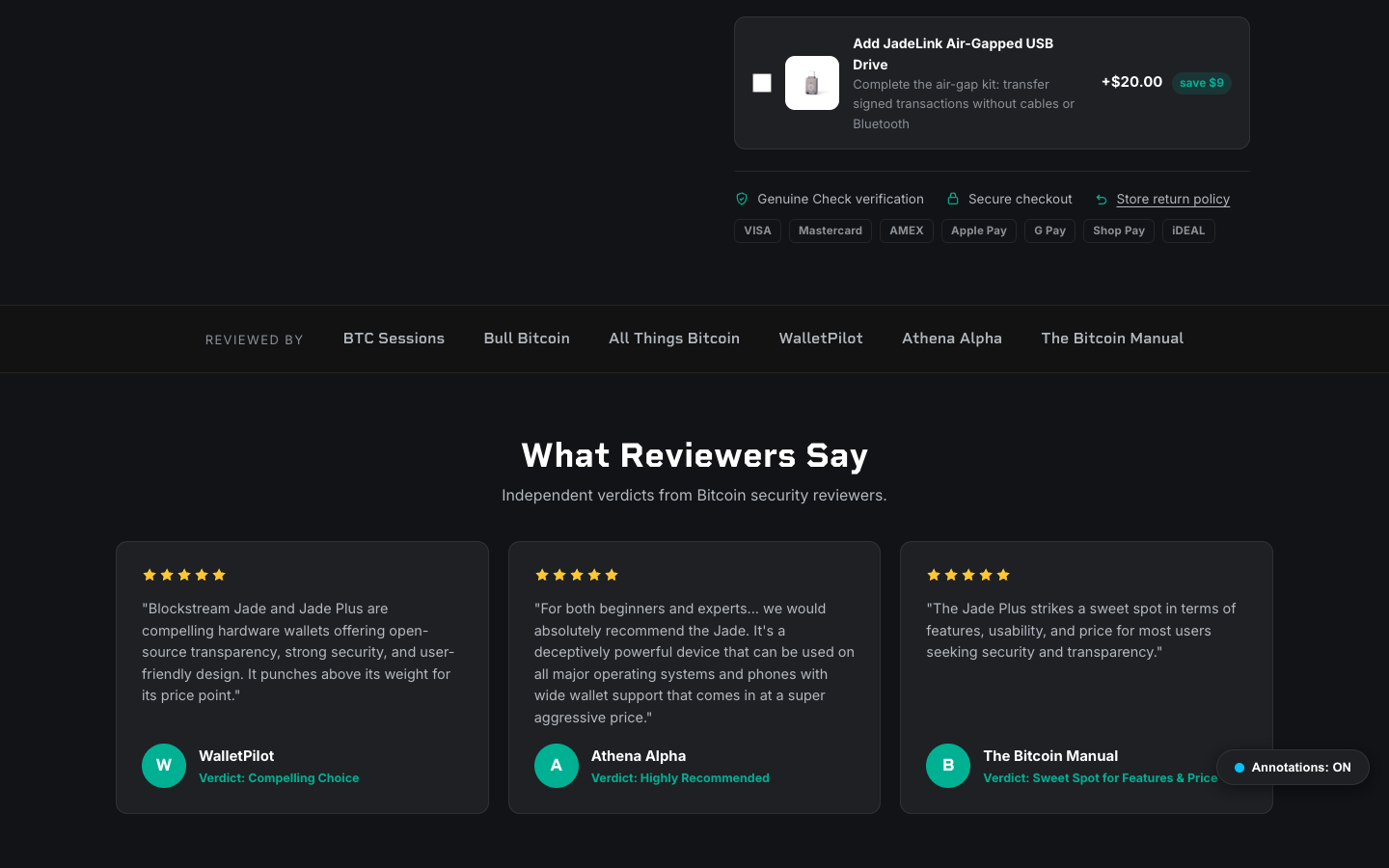 Mockup reviews section